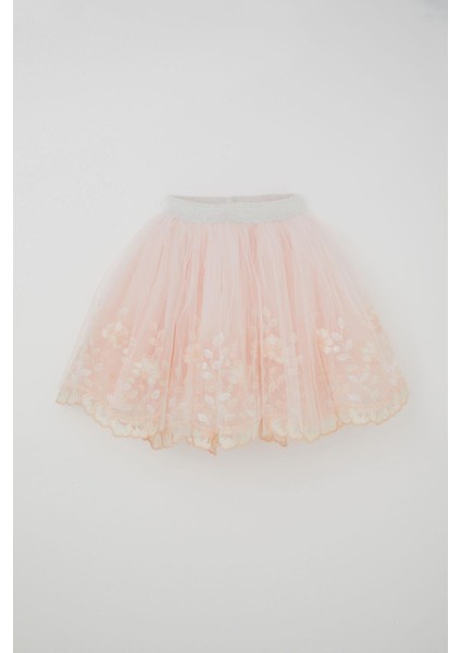 Kız Çocuk Tütü Etek Dantelli Çiçek Rüyası 1.5-9 Yaş, Somon