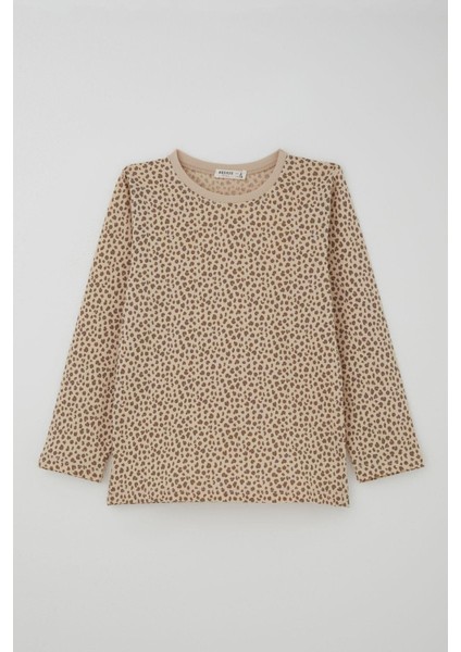 Kız Çocuk Pijama Takımı Leopar Desenli 4-8 Yaş, Bej fiyatları