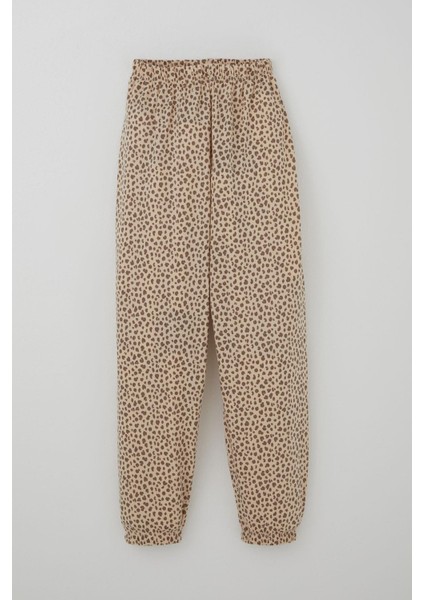 Kız Çocuk Pijama Takımı Leopar Desenli 4-8 Yaş, Bej modelleri