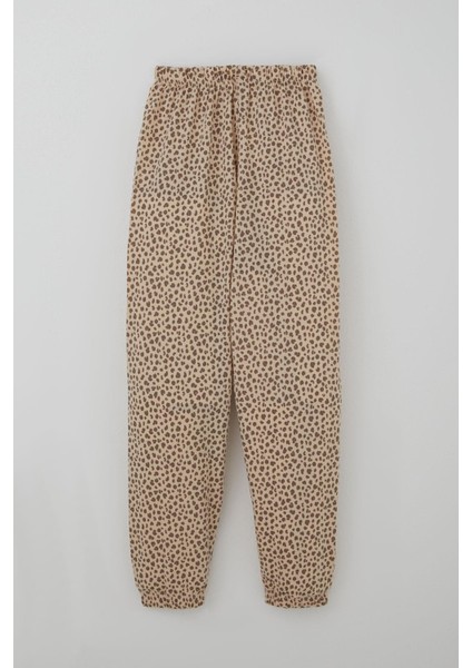 Kız Çocuk Pijama Takımı Leopar Desenli 4-8 Yaş, Bej indirimleri