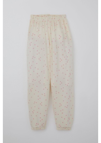 Kız Çocuk Pijama Takımı Çiçek Desenli 4-8 Yaş, Krem modelleri