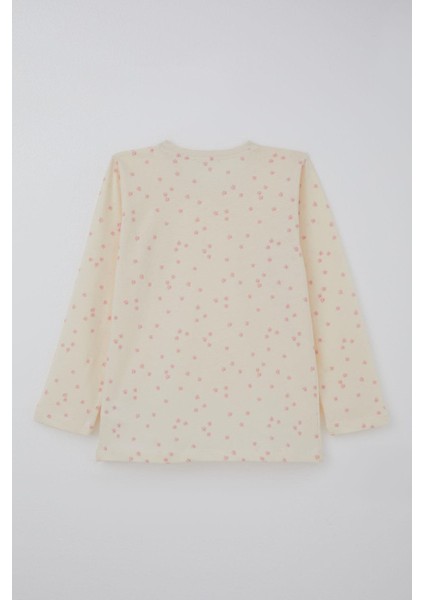 Kız Çocuk Pijama Takımı Çiçek Desenli 4-8 Yaş, Krem fırsatları