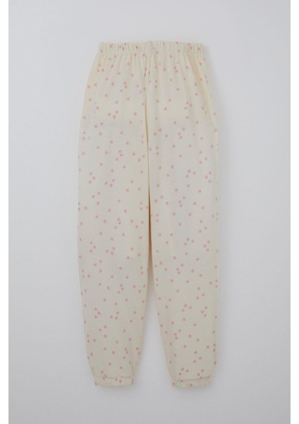 Kız Çocuk Pijama Takımı Çiçek Desenli 4-8 Yaş, Krem indirimleri