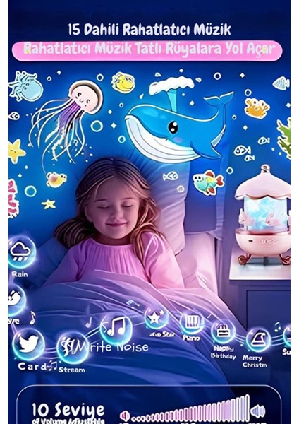 Gece Lambası Şeklinde Projektörlü Tavşanlı Atlı Karınca Şarkı Masal Ninni Renkli Işıklar modelleri