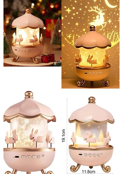 Gece Lambası Şeklinde Projektörlü Tavşanlı Atlı Karınca Şarkı Masal Ninni Renkli Işıklar fırsatları