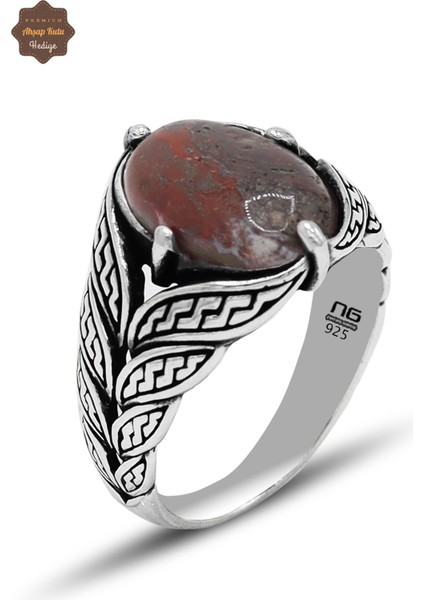 Çeroit Taşı Yaprak Model 925 Ayar Gümüş Erkek Yüzük 201024815