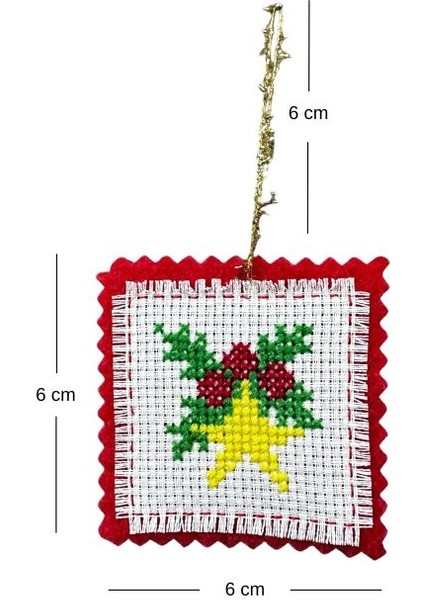 5621 El Yapımı Kanaviçe Işlemeli Yıldız Temalı Yılbaşı Süsü fiyatları