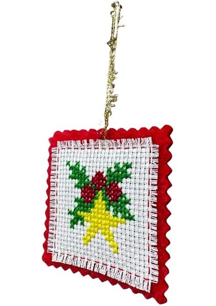 5621 El Yapımı Kanaviçe Işlemeli Yıldız Temalı Yılbaşı Süsü modelleri