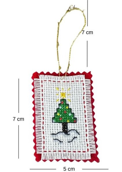 9176 El Yapımı Kanaviçe Işlemeli Çam Ağacı Temalı Yılbaşı Süsü fiyatları