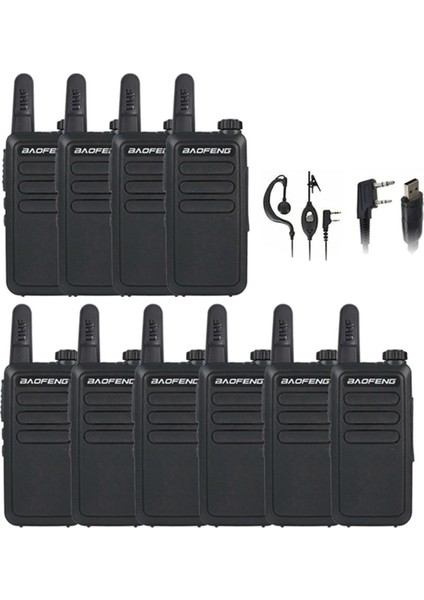 10 Adet Boafeng Bf-R5 Lisansız PMR446 El Telsizi Baofeng Bf-R5 Mini Telsiz El Telsizi (Kulaklık Hediyeli)
