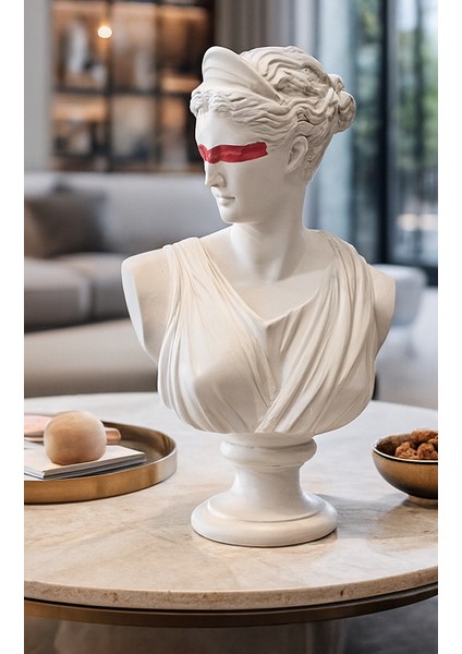 Dekoratif Afrodit Heykel - Beyaz Renk - Gözü Kırmızı Renk fiyatları