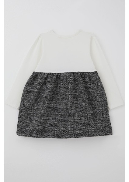 Kız Çocuk Uzun Kollu Elbise Kelebekli Yazı Baskılı Fiyonk Detaylı 2-6 Yaş, Ekru fiyatları