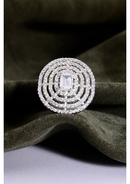 925 Ayar Gümüş Taşlı Büyük Oval Şık Yüzük fiyatları