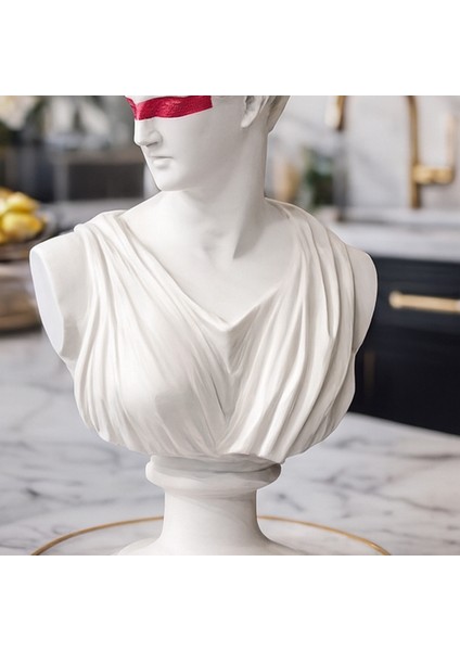 Dekoratif Afrodit Heykel - Beyaz Renk - Gözü Kırmızı Renk