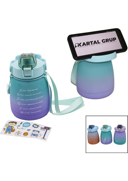 1.3lt - Tombul Pipetli Renkli Plastik Suluk Matara Kilitli Kapaklı - Telefonluklu (5264) fiyatları