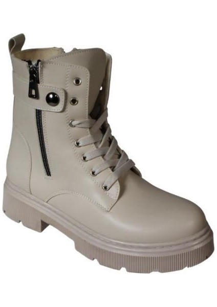 Yazkış Kadın Siyah Ten Cilt Yandan Fermuarlı 15CM Bilek Boyu 4cm Kalın Taban Termo Taban Postal Bot