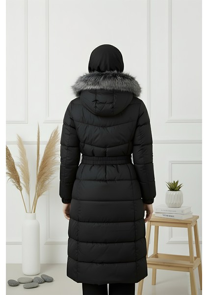 Kadın Kapüşonlu Kemerli Şişme Mont modelleri