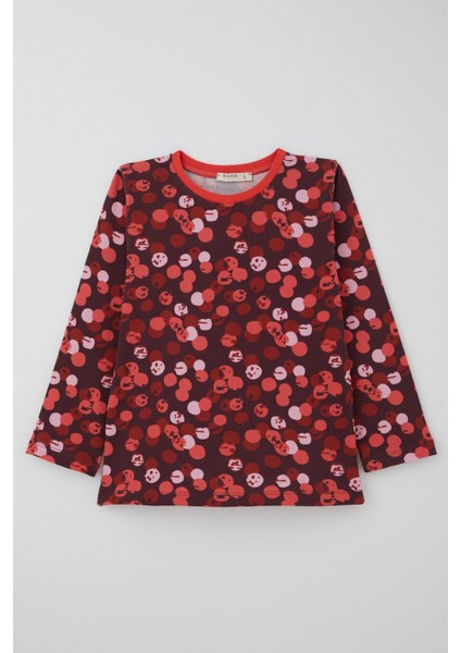 Kız Çocuk Pijama Takımı Neşeli Benekler Desenli 4-8 Yaş, Mürdüm fiyatları