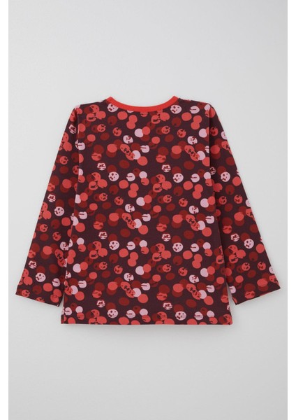 Kız Çocuk Pijama Takımı Neşeli Benekler Desenli 4-8 Yaş, Mürdüm fırsatları