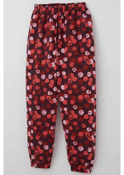 Kız Çocuk Pijama Takımı Neşeli Benekler Desenli 4-8 Yaş, Mürdüm