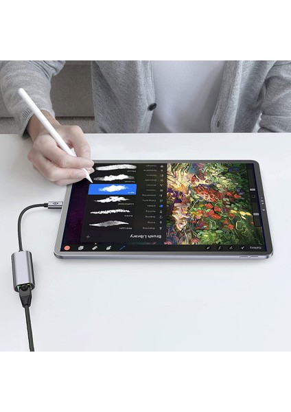 Siyah QG04 Type-C To RJ45 Ethernet Dönüştürücü Kablo 1024MBPS 22CM indirimleri