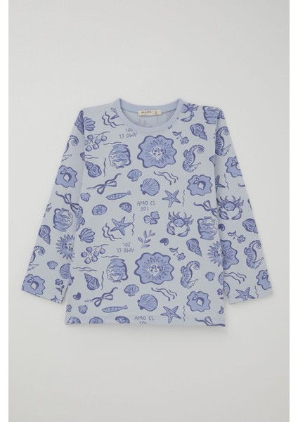 Kız Çocuk Pijama Takımı Güneşli Deniz Masalı 4-8 Yaş, Açık Mavi fiyatları