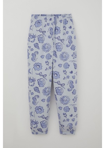 Kız Çocuk Pijama Takımı Güneşli Deniz Masalı 4-8 Yaş, Açık Mavi modelleri