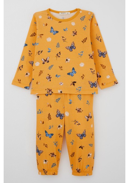 Bebeğiz (Breeze) Kız Bebek Pijama Takımı Bahar Temalı Kelebek Rüyası 9 Ay-3 Yaş, Sarı