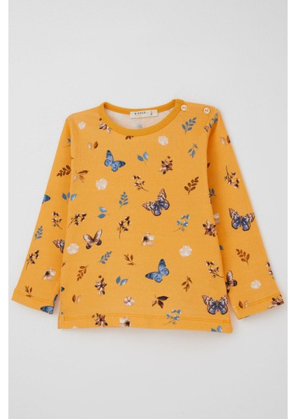 Bebeğiz (Breeze) Kız Bebek Pijama Takımı Bahar Temalı Kelebek Rüyası 9 Ay-3 Yaş, Sarı