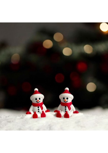 Hareketli Bacaklı Oturan Kardan Adam - Yılbaşı Temalı Raf ve Masa Süsü - 2 Adet