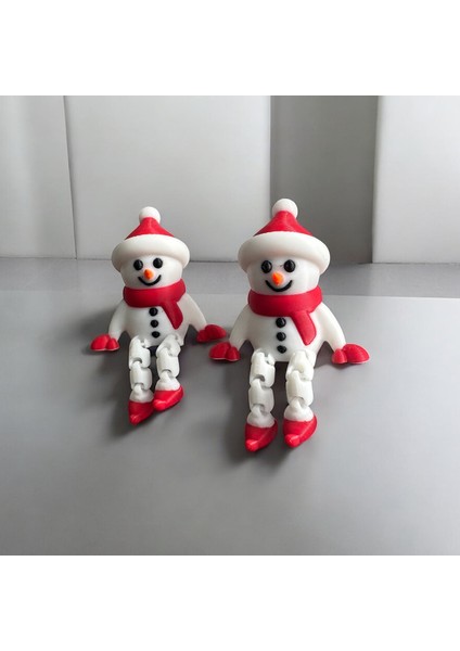 Hareketli Bacaklı Oturan Kardan Adam - Yılbaşı Temalı Raf ve Masa Süsü - 2 Adet modelleri