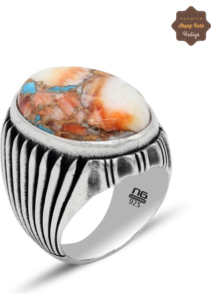 Kavansit Taşı Kartal Motifli 925 Ayar Gümüş Erkek Yüzük 201024792