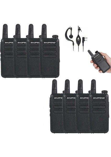 8 Adet Boafeng Bf-R5 Lisansız PMR446 El Telsizi Baofeng Bf-R5 Mini Telsiz El Telsizi (Kulaklık Hediyeli)