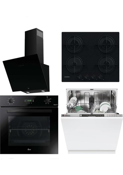 4'lü Ankastre Set Siyah (HO3158B-HI3E7LOS-HVW6MBB-HDG6C1GBTK)