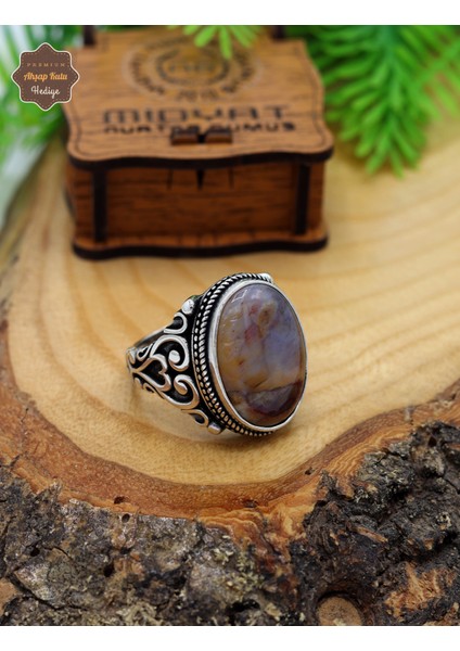 Çistolit Taşı Çizgi Motifli 925 Ayar Gümüş Erkek Yüzük 201024797 fiyatları