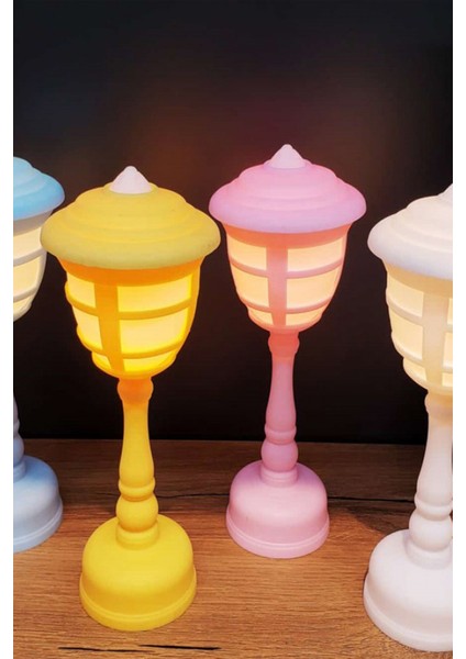 Renkli Sokak Lambası Tasarımlı LED Işıklı Gece Lambası Çocuk Odası Genç Odası