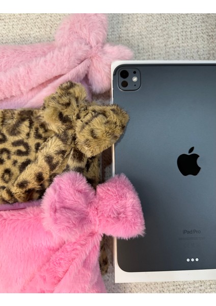 Peluş Tablet Çantası / Fiyonk Charmlı Krem Peluş Tablet Kılıfı 11 '' - 12 '' Lnch (30*22) fırsatları