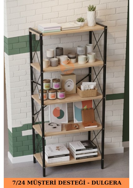 Anka 5 Raflı Metal Kitaplık – Şık Tasarımlı Çalışma Odası Rafı, Çok Amaçlı Raf