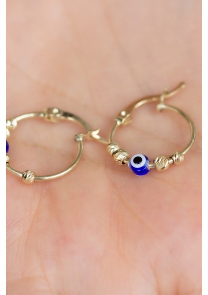 Zarif Dorika Toplu Nazar Altın Halka Küpe fiyatları