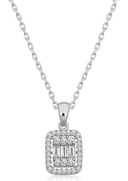 925 Ayar Gümüş Baget Taşlı Kadın Gümüş Kolye T6640 (944944)