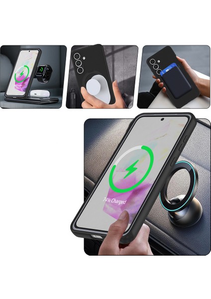 Samsung Galaxy S25 Fe Kılıf M-Safe Şarj Özellikli Standlı Zore Samara Kapak + Privacy Hayalet Ekran Koruyucu fırsatları