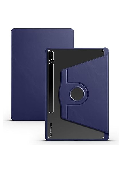 Samsung Galaxy Tab S7 Fe Lte (T737-T736-T733-T730) ile Uyumlu Kılıf 360 Derece Dönebilen Standlı Pu Arkası Şeffaf Pu Deri Tpu Kaliteli Tam Uyumlu Termik Kapak Kalem Bölmeli - Lacivert fiyatları
