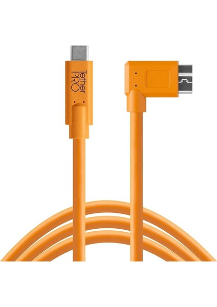 Tools Tetherpro Usb-C To 3.0 Micro-B Right Angle - Dik Açı Bağlantı Kablosu 15' (4.6m) Dslr Kamera, Turuncu
