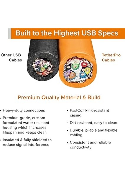 Tools Tetherpro Usb-C To 3.0 Micro-B Right Angle - Dik Açı Bağlantı Kablosu 15' (4.6m) Dslr Kamera, Turuncu indirimleri
