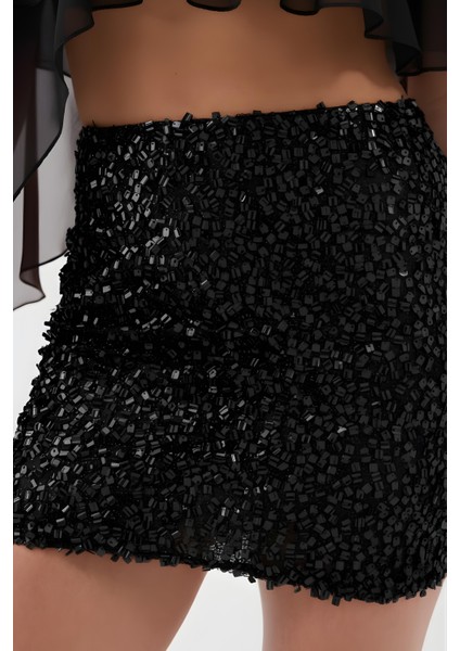 Payetli Mini Harley Etek Siyah modelleri