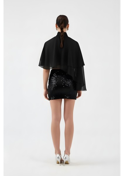 Payetli Mini Harley Etek Siyah fırsatları