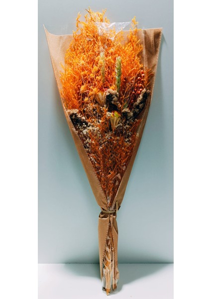 Özel Günler Için 1 Demet Kurutulmuş Çiçek Buketi Sarı Tonlar 55 cm fiyatları