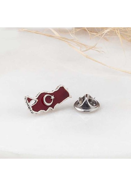 925 Ayar Gümüş Türkiye Haritası Rozet T8573 (944944)