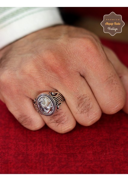 Damarlı Yemen Akik Taşlı Desenli 925 Ayar Gümüş Erkek Yüzük 201024787 fiyatları