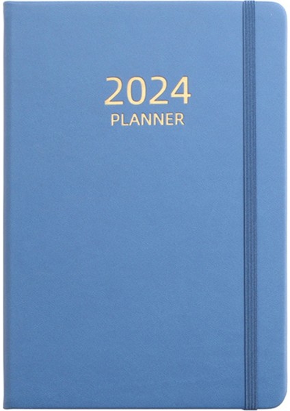 2024 A5 Ingilizce Takvim Planlayıcısı Elastik Bantlı Defter Askılı Defter Mavi (Yurt Dışından)